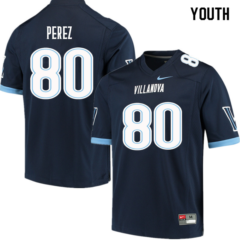 Youth #80 Andrew Perez Villanova Wildcats College Football Jerseys Sale-Navy